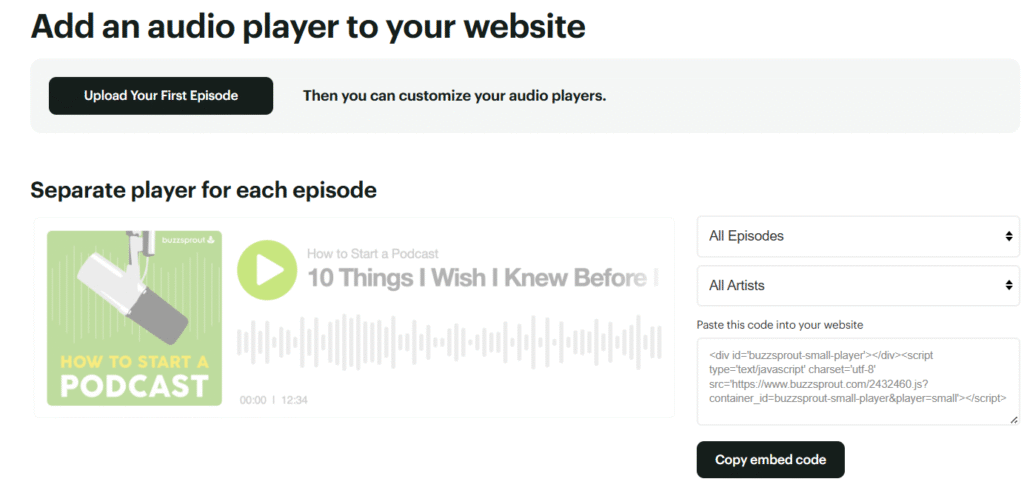 buzzsprout podcast player